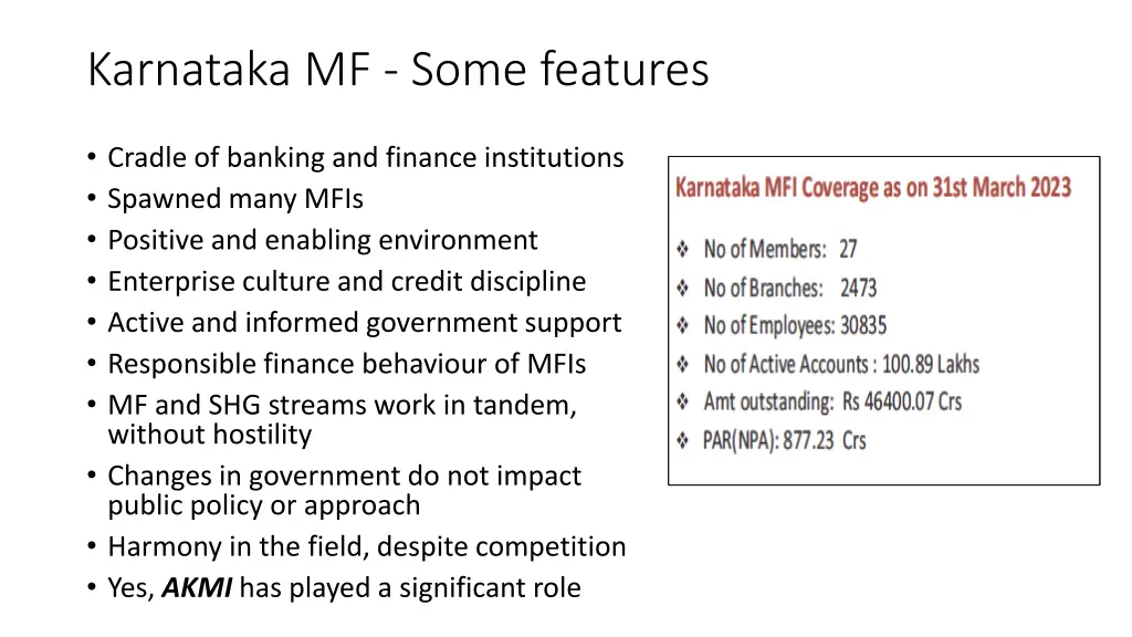 karnataka mf some features