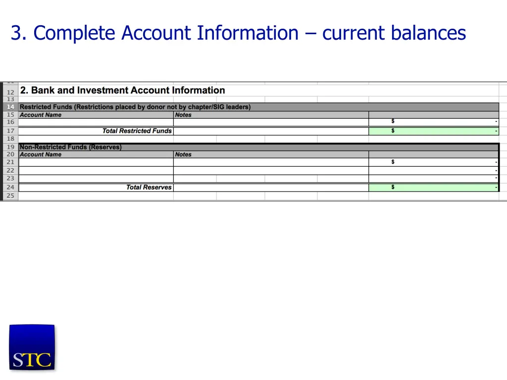 3 complete account information current balances