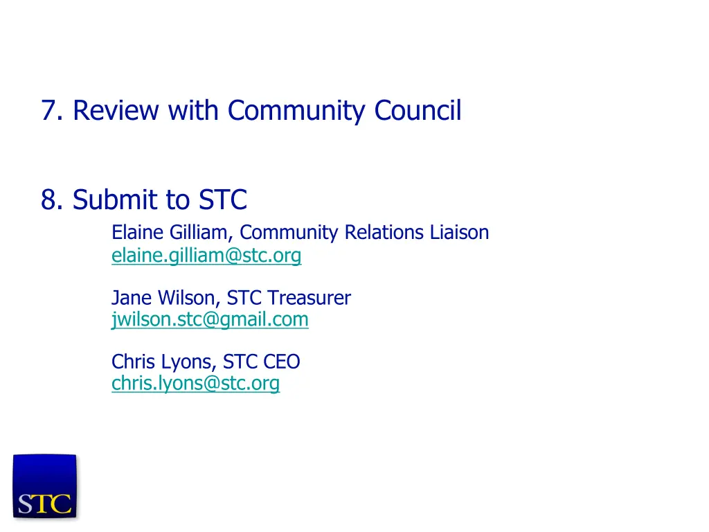7 review with community council