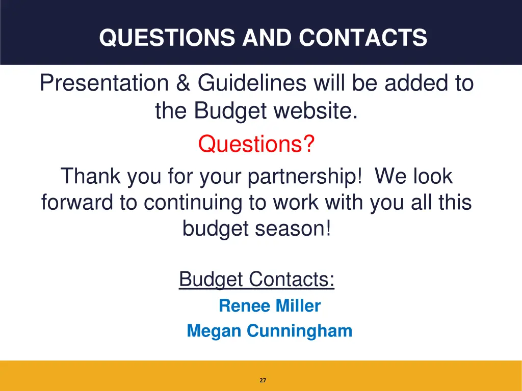 questions and contacts