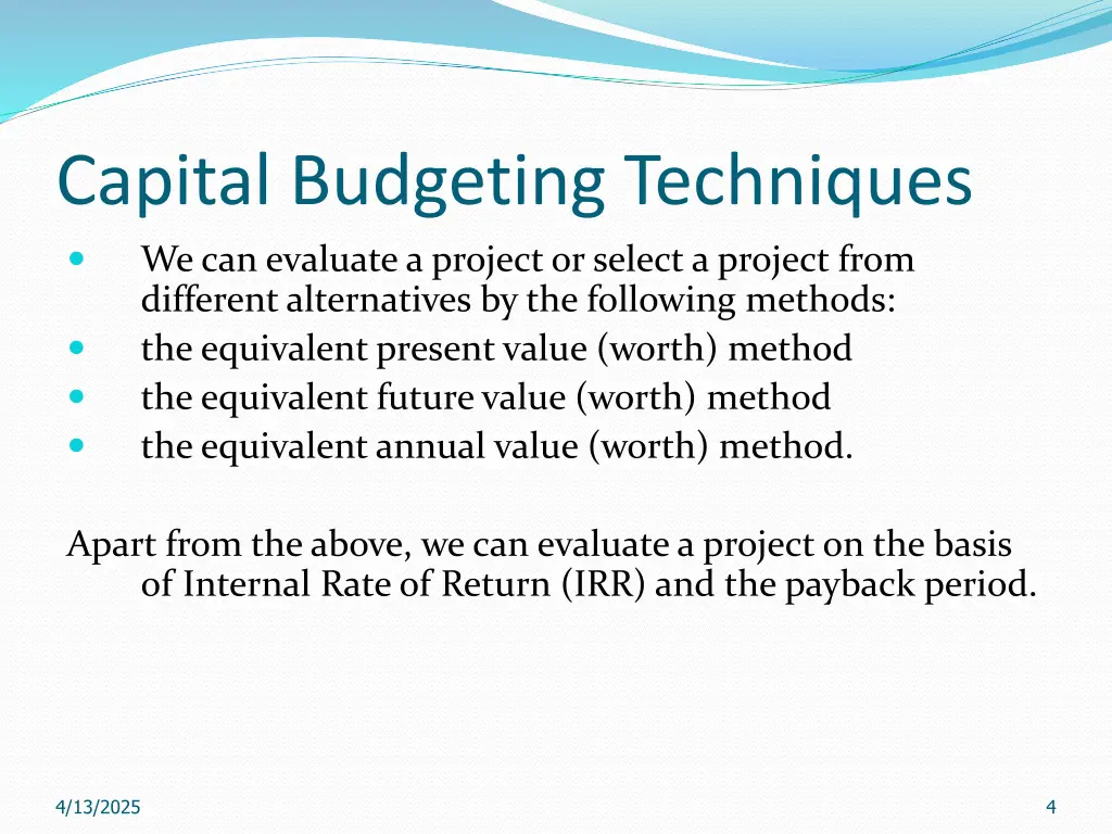 capital budgeting techniques 1
