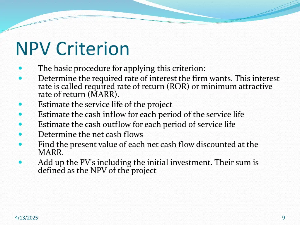 npv criterion