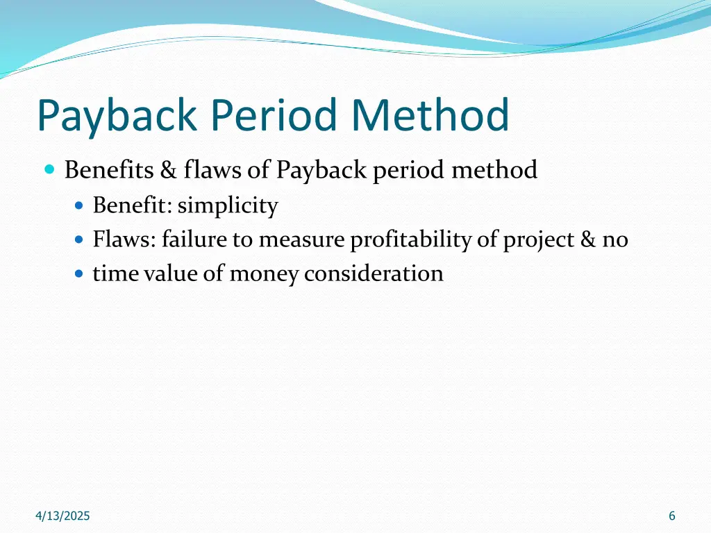 payback period method