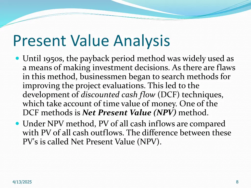 present value analysis