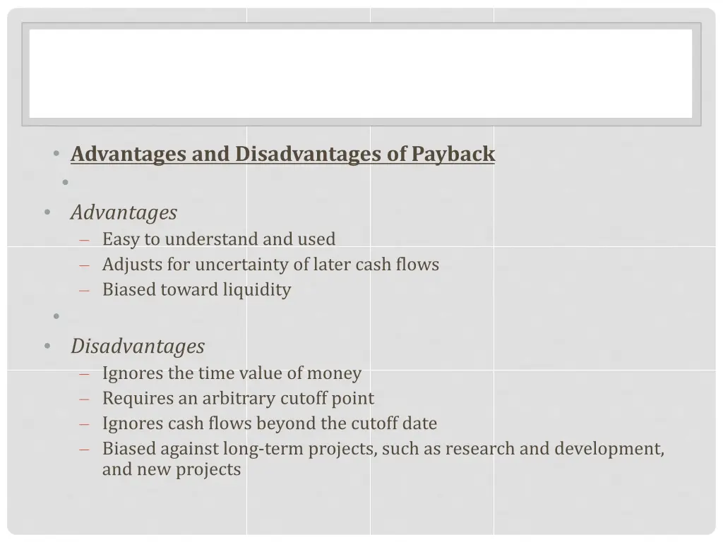 advantages and disadvantages of payback