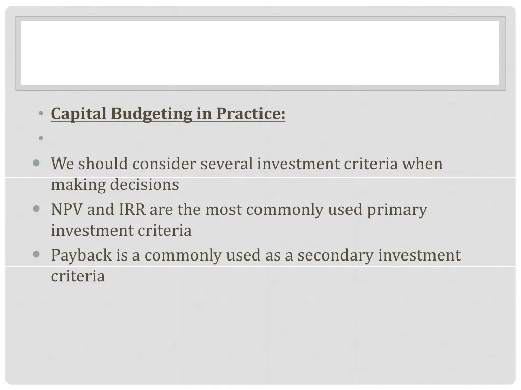 capital budgeting in practice we should consider