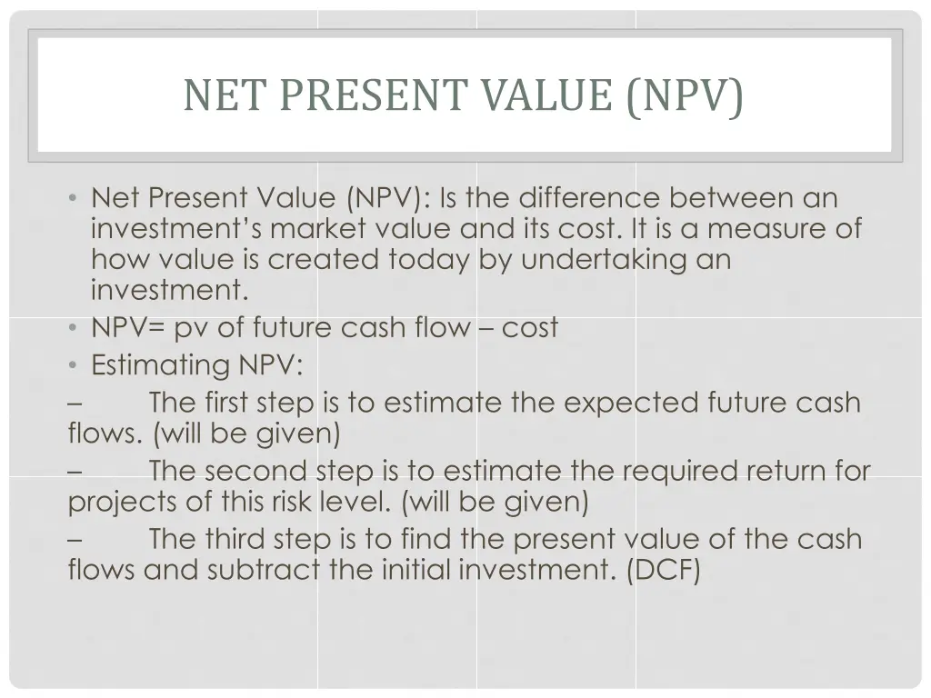 net present value npv