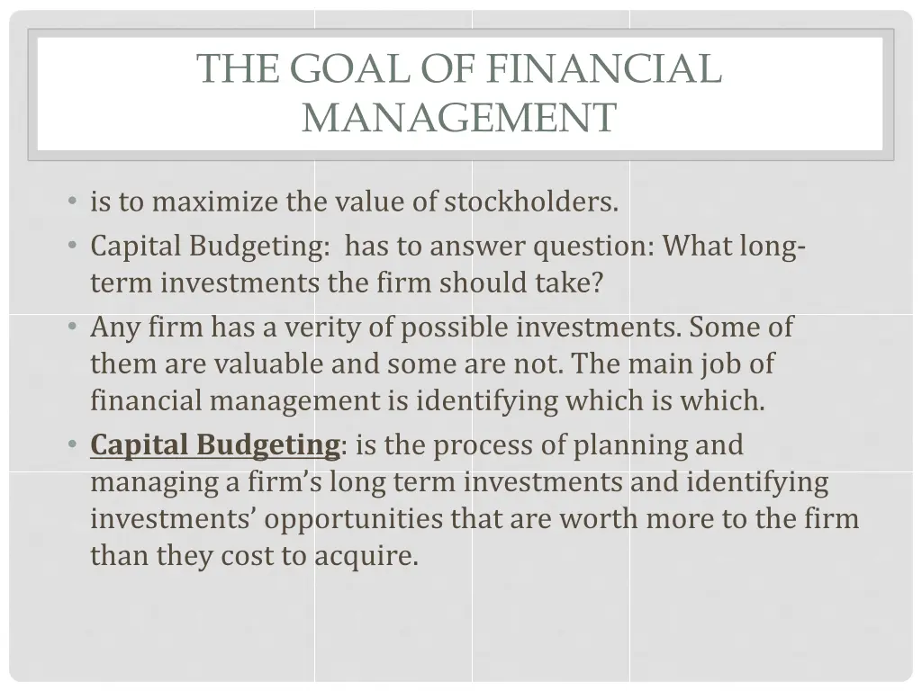the goal of financial management