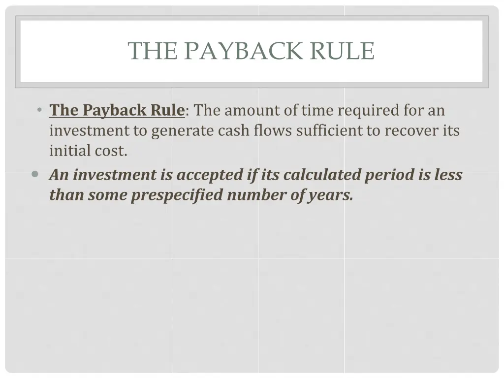 the payback rule