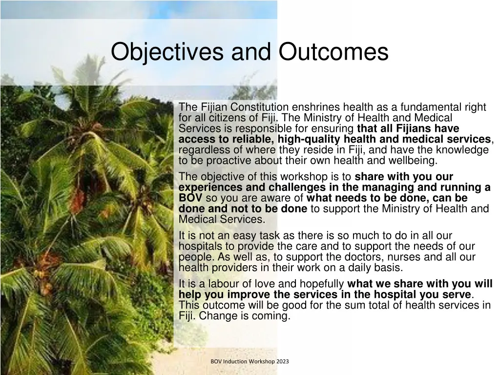 objectives and outcomes