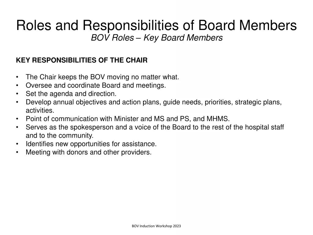 roles and responsibilities of board members 10