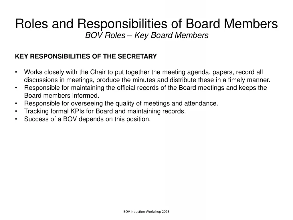 roles and responsibilities of board members 11