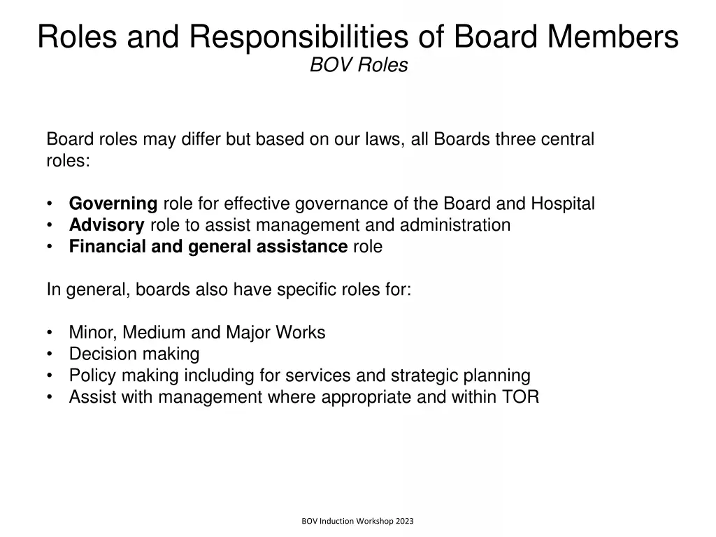 roles and responsibilities of board members 2