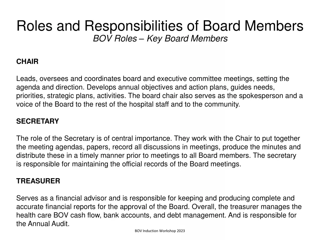 roles and responsibilities of board members 9