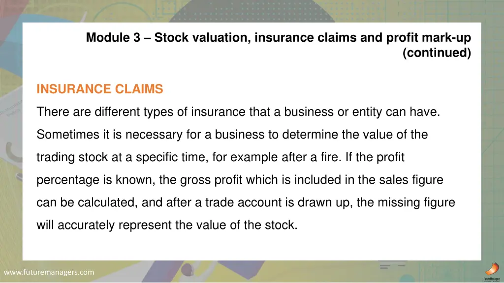 module 3 stock valuation insurance claims 1