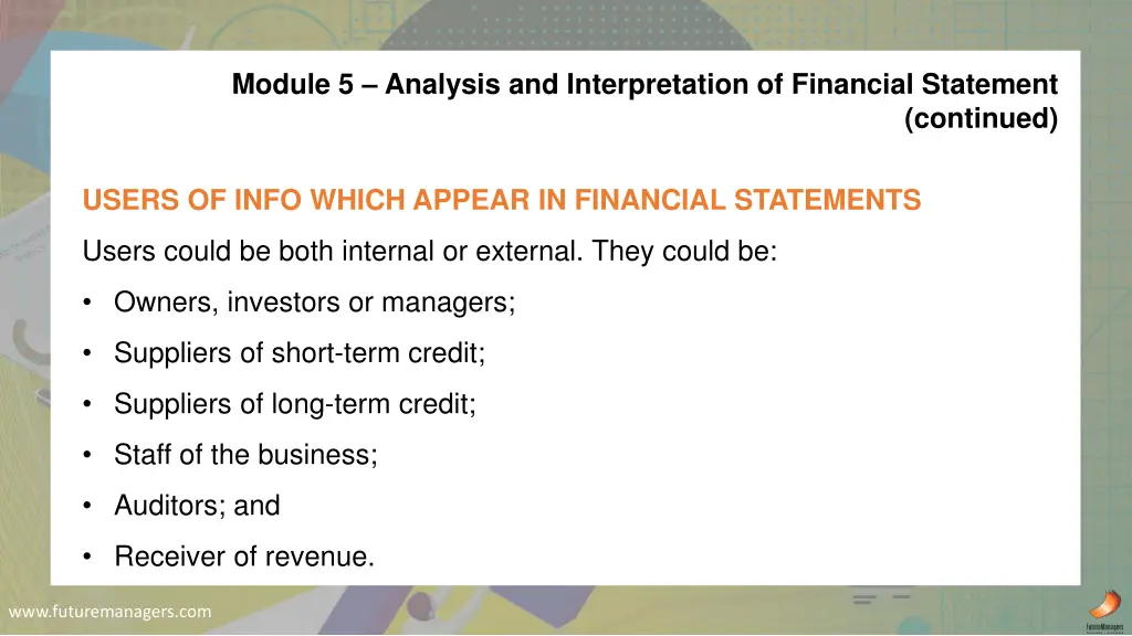 module 5 analysis and interpretation of financial