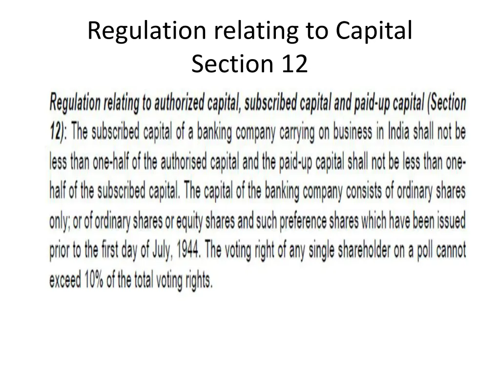 regulation relating to capital section 12
