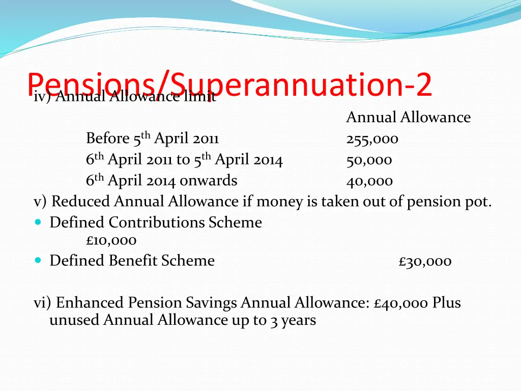 pensions superannuation 2 iv annual allowance