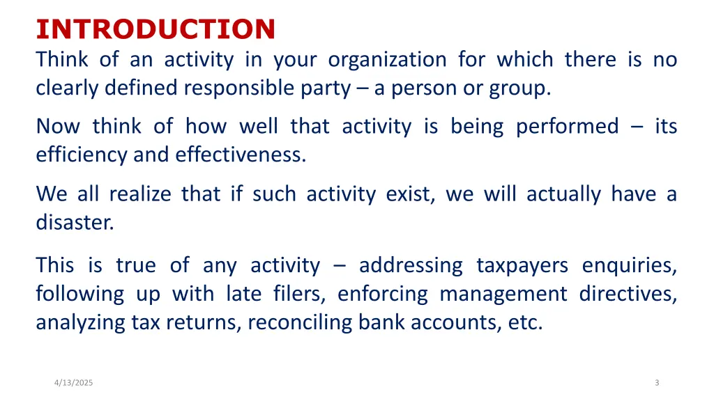 introduction think of an activity in your