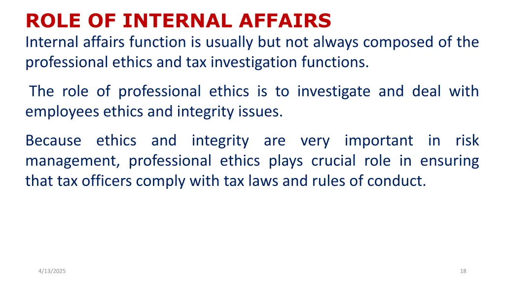 role of internal affairs internal affairs