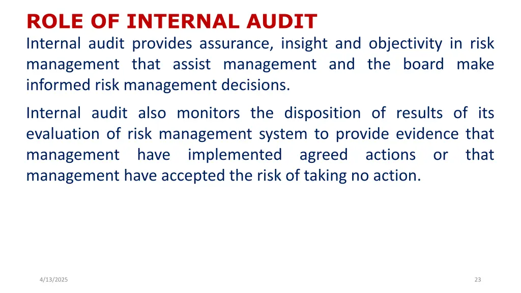 role of internal audit internal audit provides