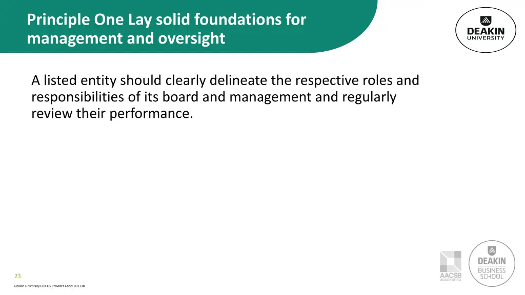 principle one lay solid foundations