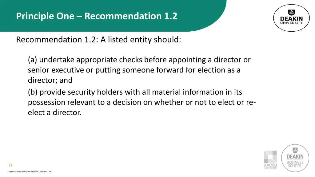 principle one recommendation 1 2
