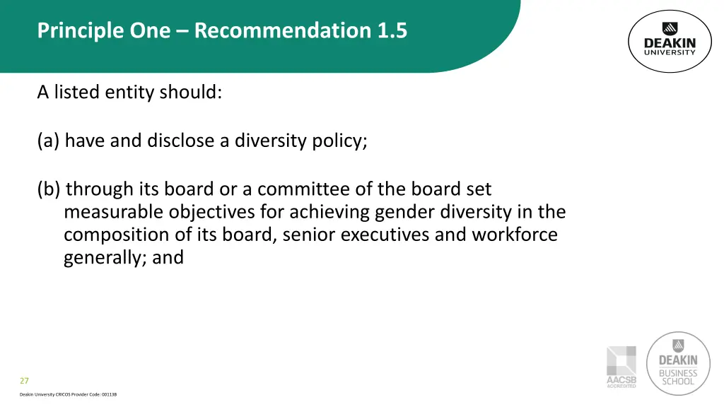principle one recommendation 1 5