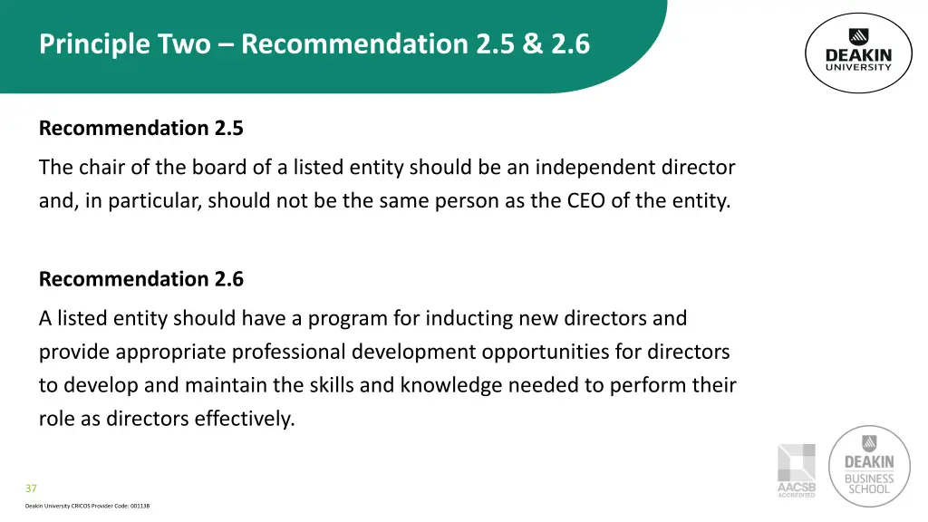 principle two recommendation 2 5 2 6