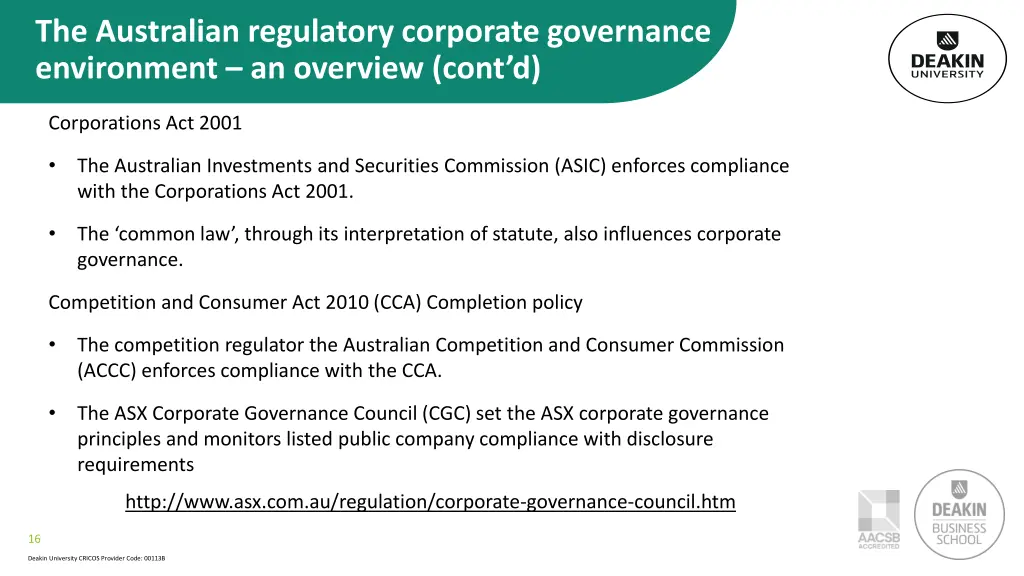 the australian regulatory corporate governance 2
