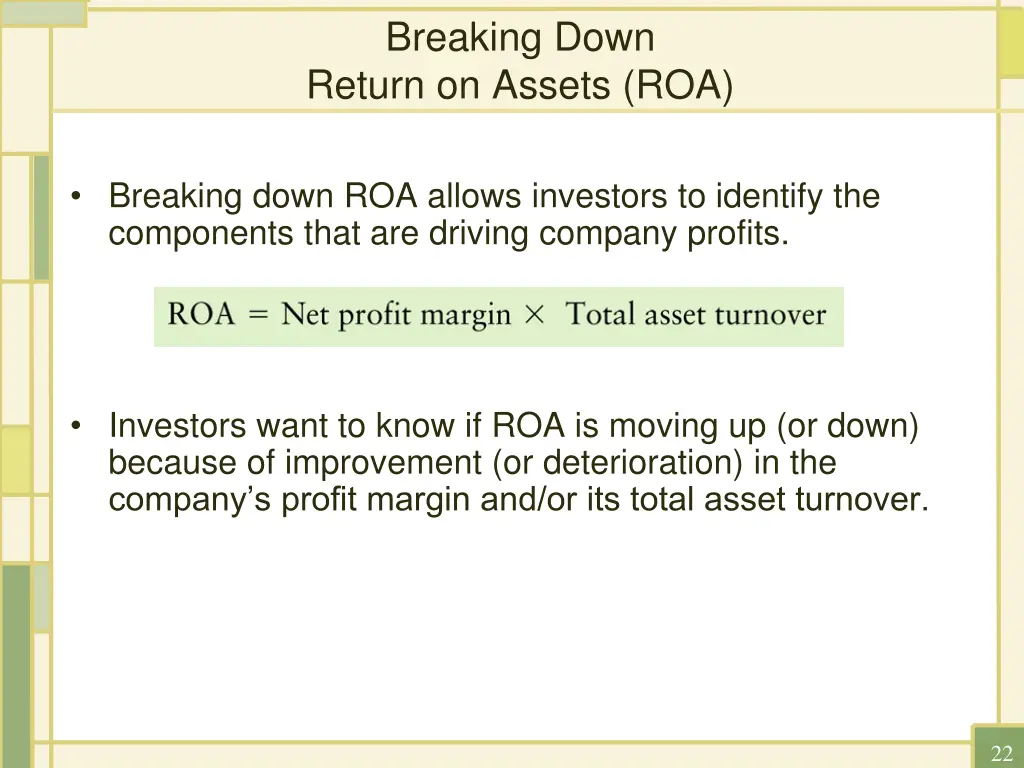 breaking down return on assets roa
