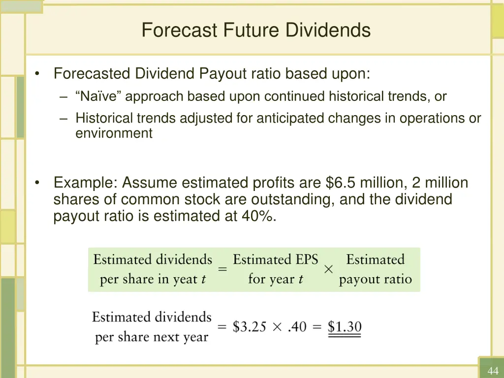 forecast future dividends