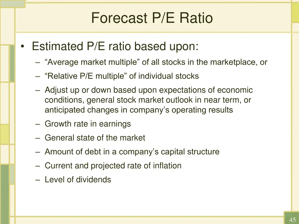 forecast p e ratio