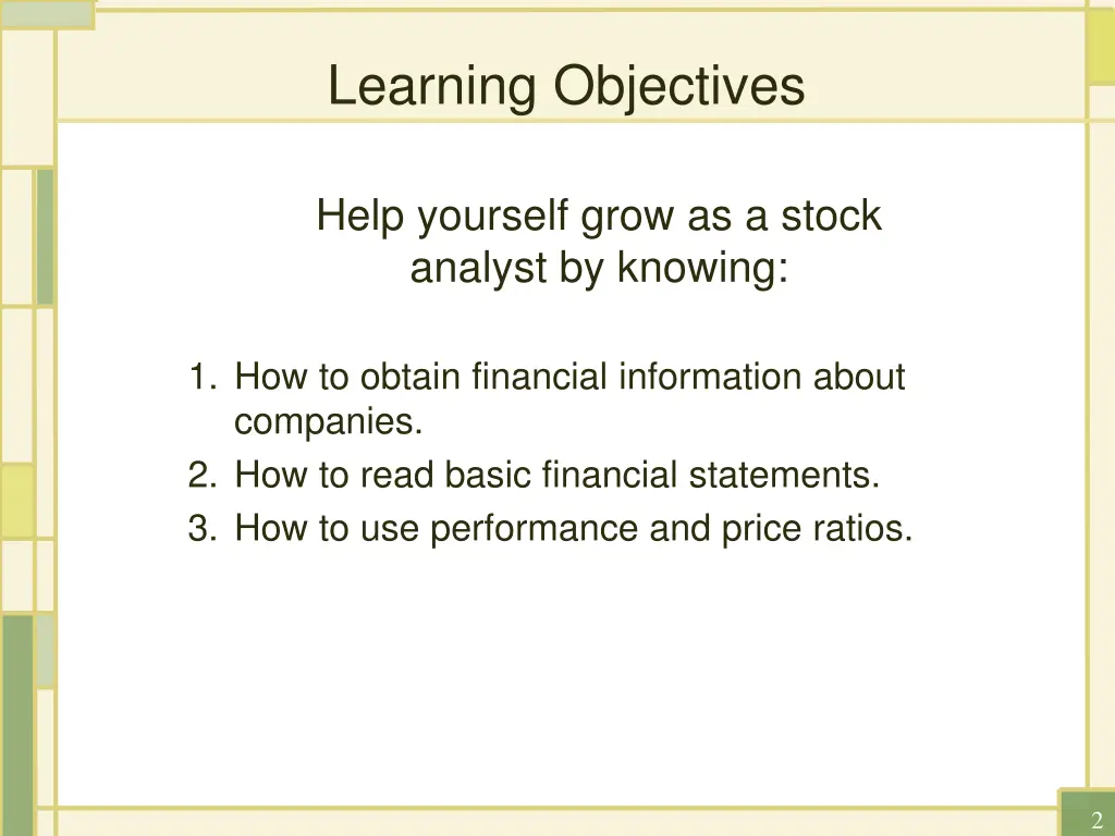 learning objectives