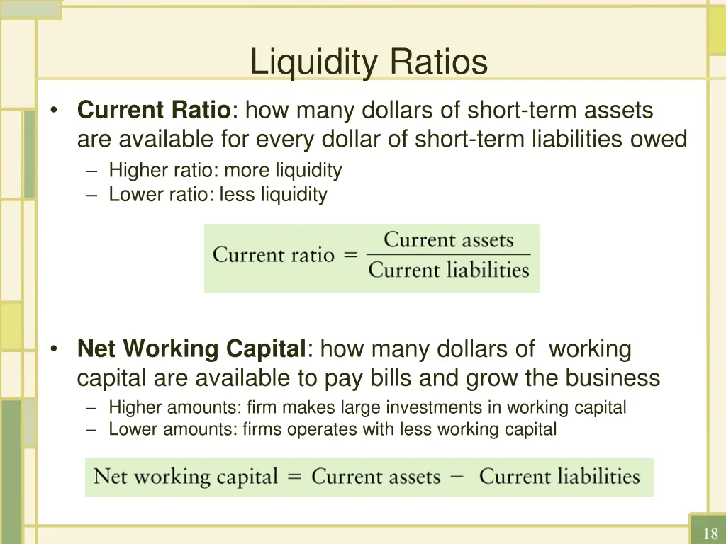 liquidity ratios
