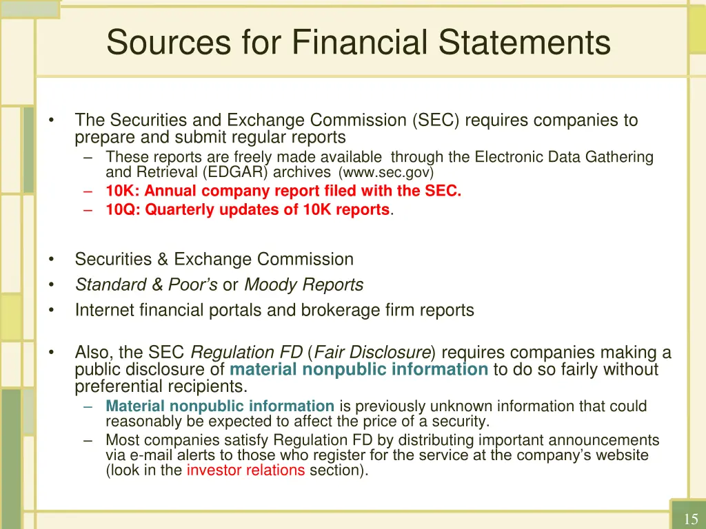 sources for financial statements