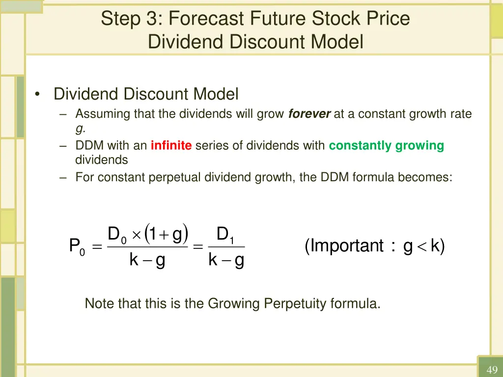 step 3 forecast future stock price dividend