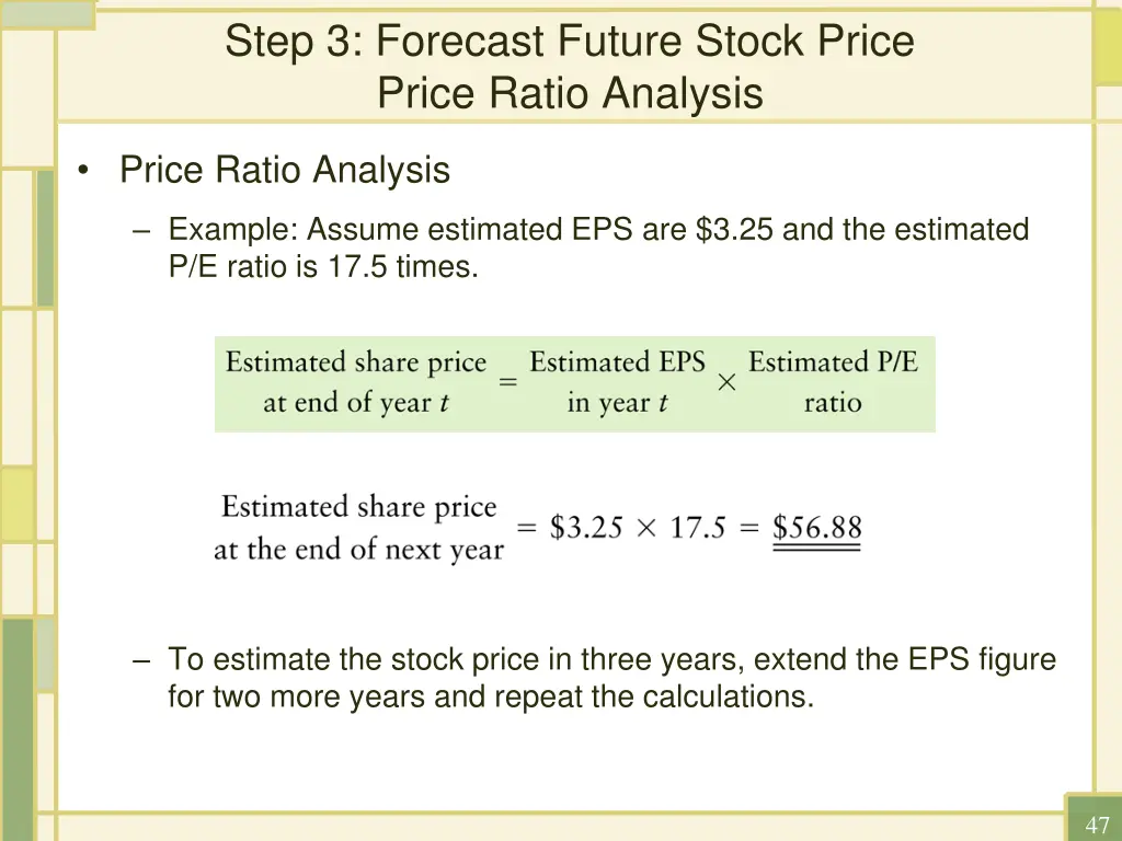step 3 forecast future stock price price ratio