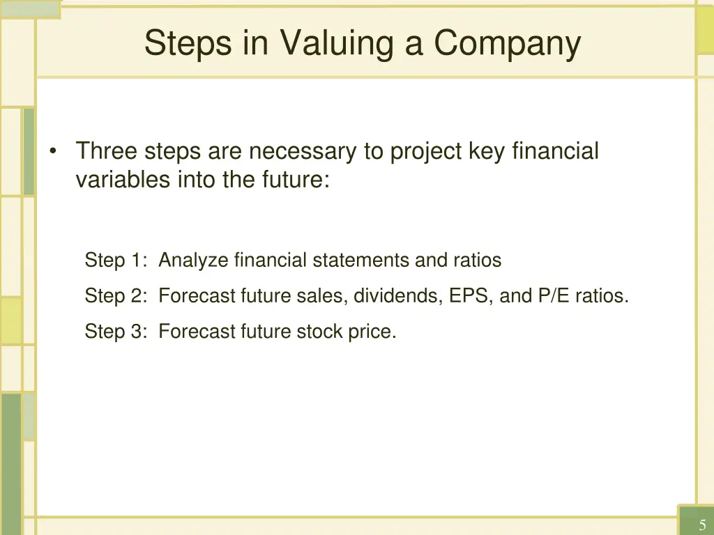 steps in valuing a company