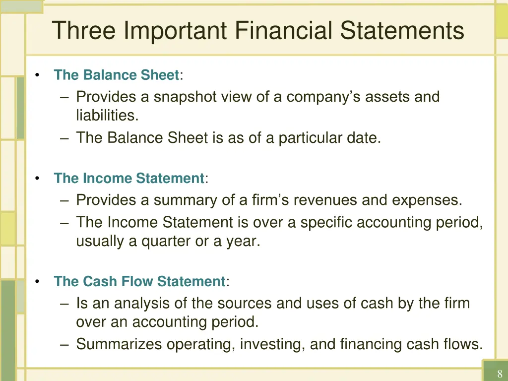 three important financial statements