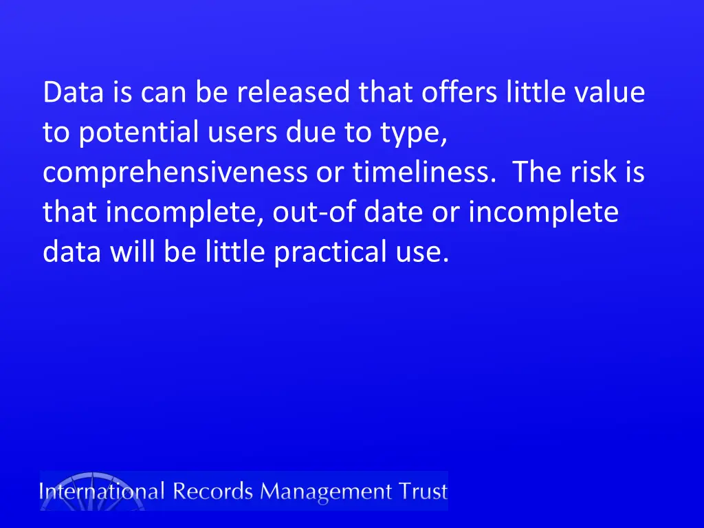 data is can be released that offers little value