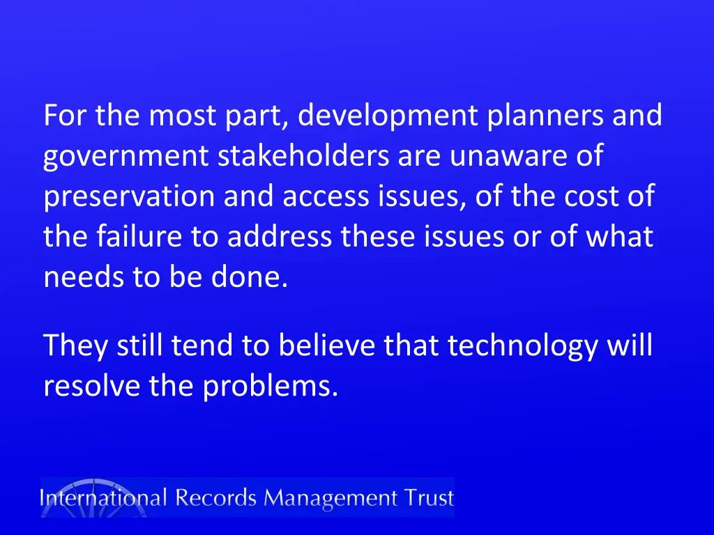 for the most part development planners
