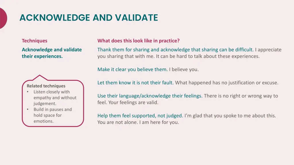 acknowledge and validate