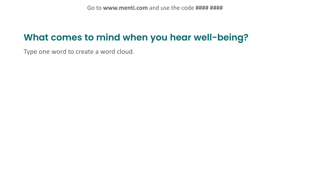 go to www menti com and use the code