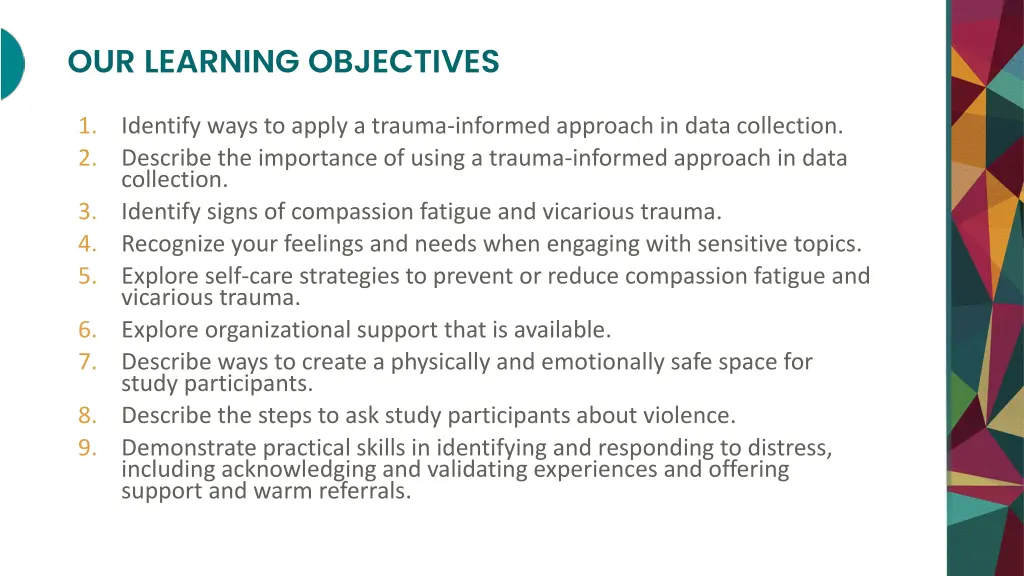 our learning objectives