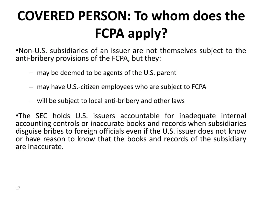 covered person to whom does the fcpa apply 2