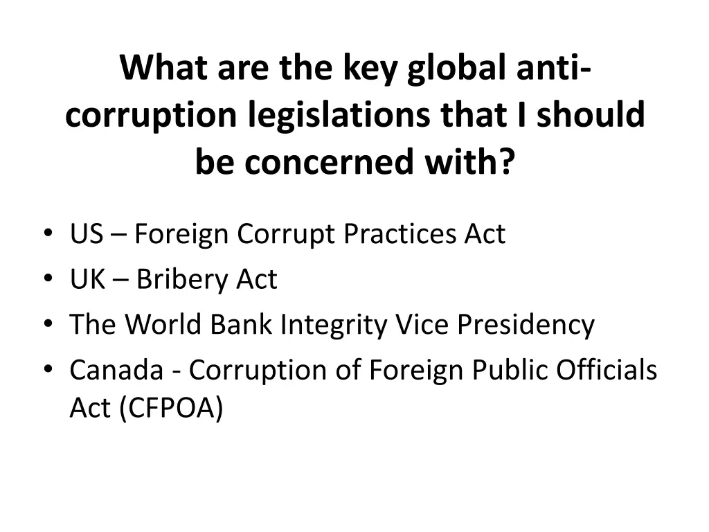 what are the key global anti corruption