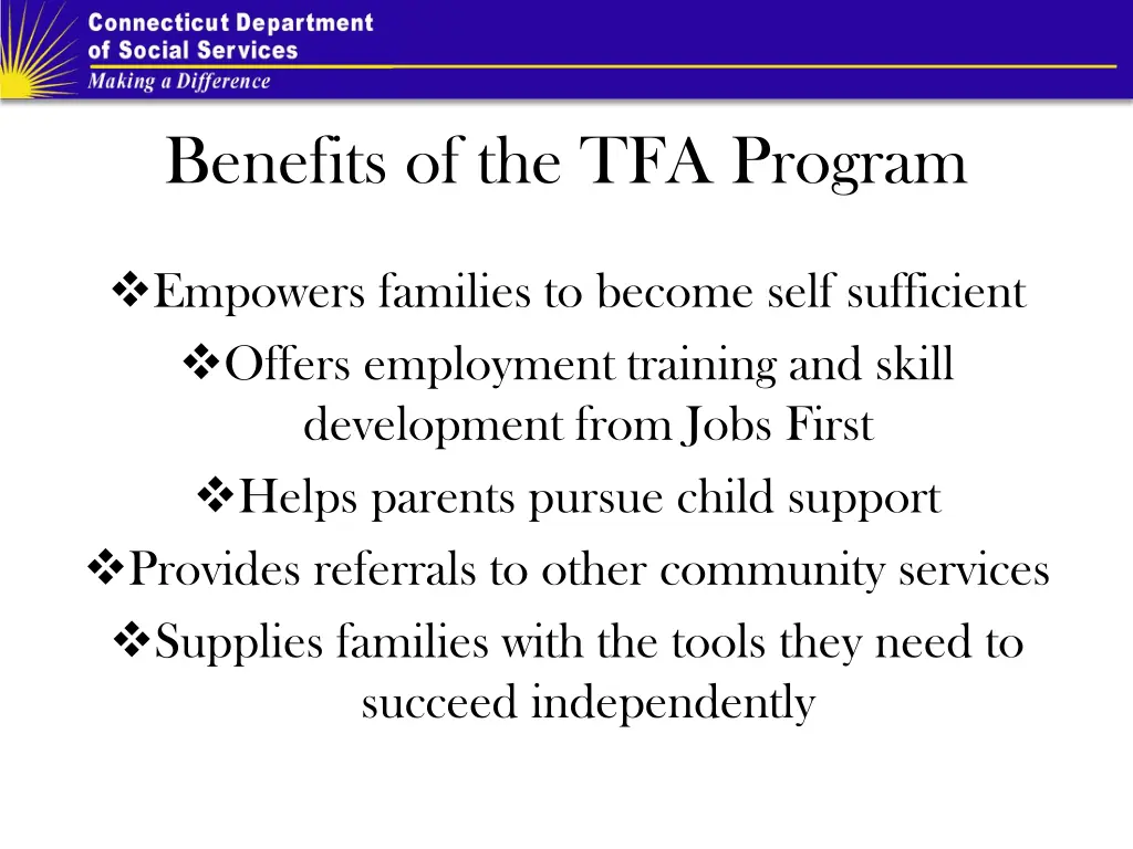benefits of the tfa program