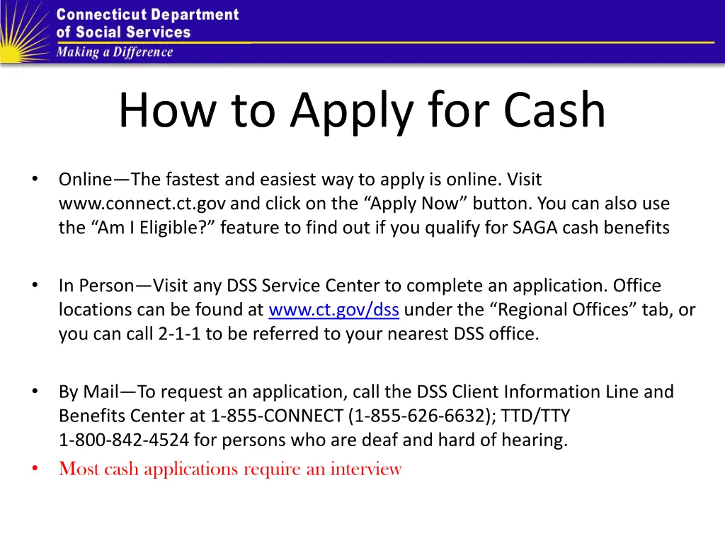 how to apply for cash