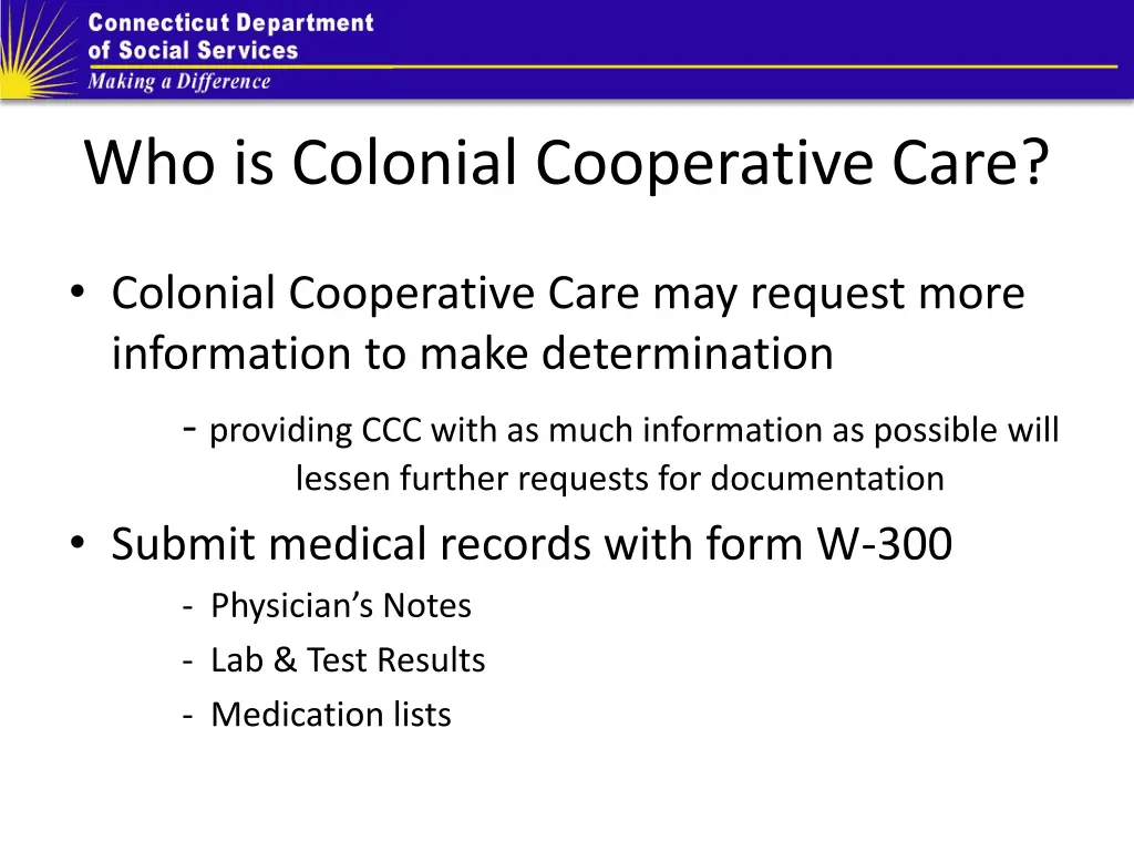 who is colonial cooperative care
